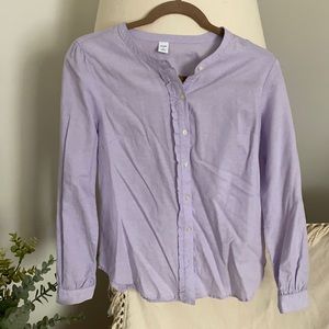 NWT Pastel Purple Ruffle Linen Top